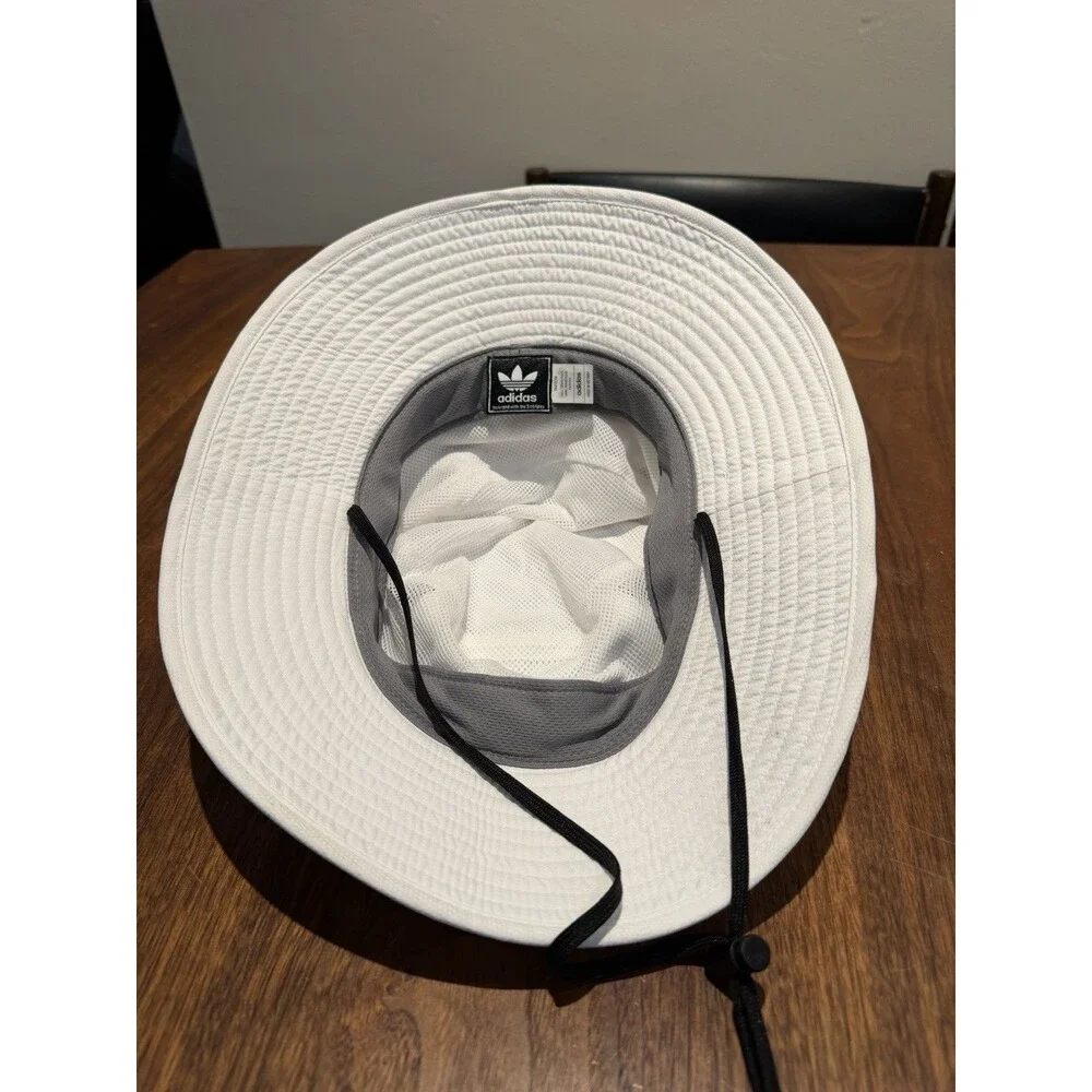 adidas Bucket Hat White/Black One Size Adjustable Chin Strap Lightweight